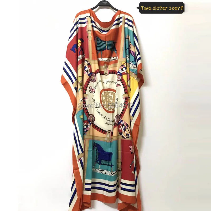 Printed Silk Kaftan Maxi Dresses